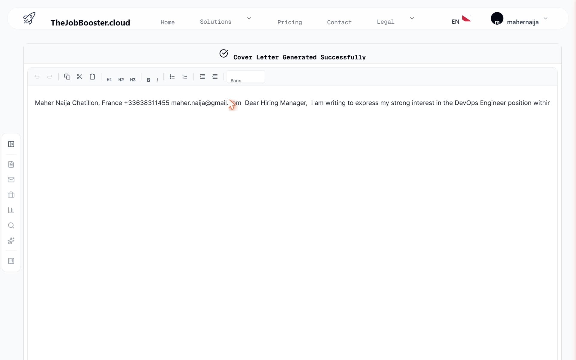 Cover Letter Generator